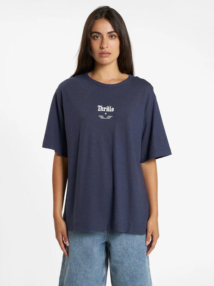 Thrills Sale | Women's Wishes Come True Hemp Box Tee | Station Navy | Navy / 8 | Cotton T-Shirts & Singlets | Afterpay Available