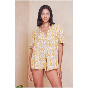 Tigerlily Sale | Women's Alita Indra Shirt | Golden | 8 | HEMP Shirts | Afterpay Available