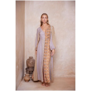 Tigerlily Sale Women's Alora Iola Maxi Dress Alora Tan Stripe Multi / 6 Long Sleeves Maxi Dresses Afterpay Available