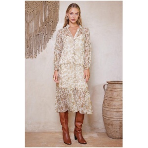 Tigerlily Sale Women's Cordelia Fern Midi Dress Ivory 8 Viscose Midi Dresses Afterpay Available