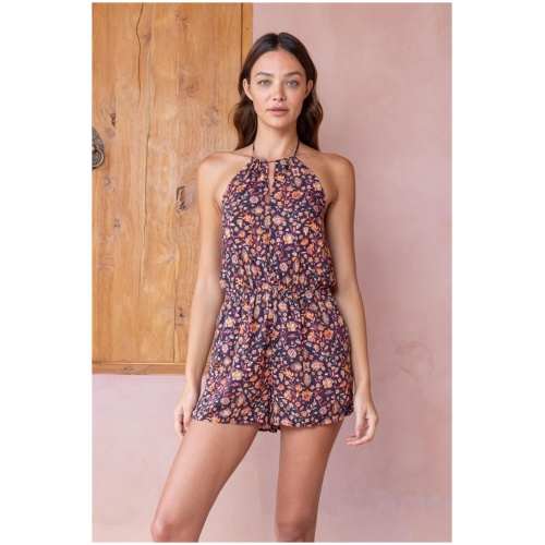 Tigerlily Sale | Women's Gaia Meadow Romper | Dark Iris | Multi / 6 | Viscose Jumpsuit & Playsuit | Afterpay Available