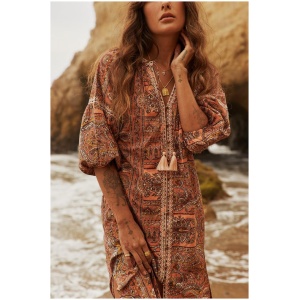 Tigerlily Sale Women's Pashmina Dulari Midi Dress Pashmina Earth Multi / 6 Short Sleeves Midi Dresses Afterpay Available