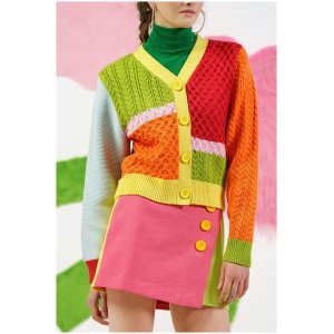 Vow Studio Sale | Women's Blocks Cardigan | Multi / AU10|12 | Wool Knitwear | Afterpay Available