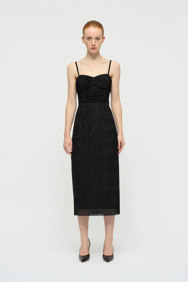 Willow Sale Women's Azure Panelled Dress in Black 6 Designer Midi Dresses Afterpay Available