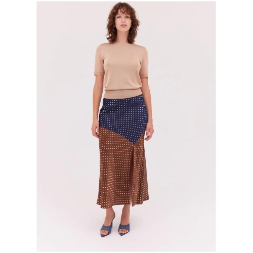 Willow Sale | Women's Silk Spot Midi Skirt | Multi / 6 | Silk Designer Skirts | Afterpay Available